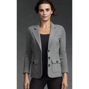 CAbi Half & Half Wool Blend Ribbed Sweater Jacket